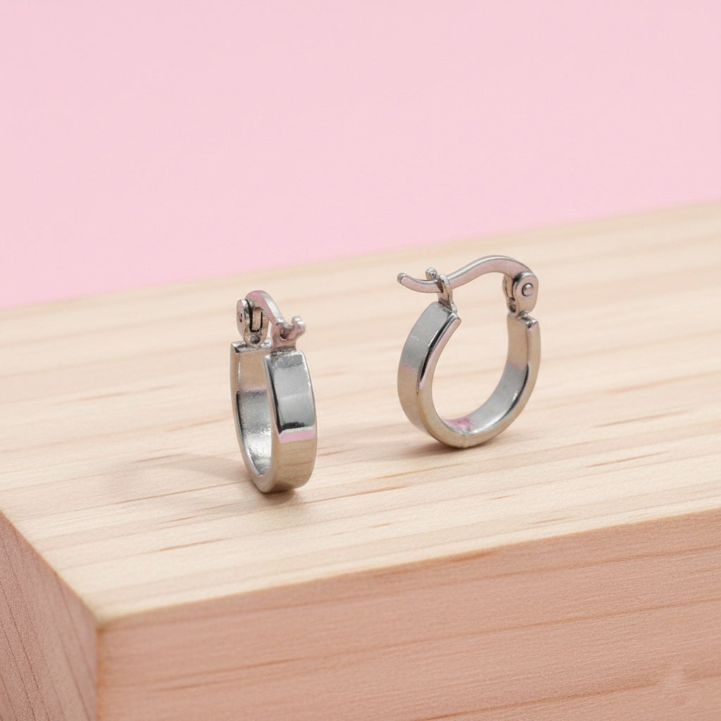 Argollas Nube 10MM Plateado Acero