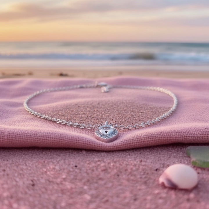 Tobillera Plata Corazón Candado