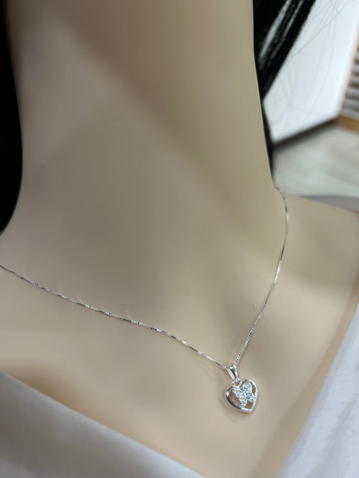 Collar Plata Corazón Mariposa