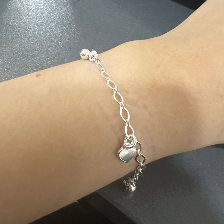 Pulsera Plata Cascabel Corazón
