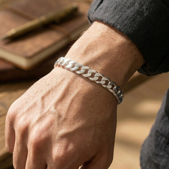 Pulsera Plata Hombre Curb