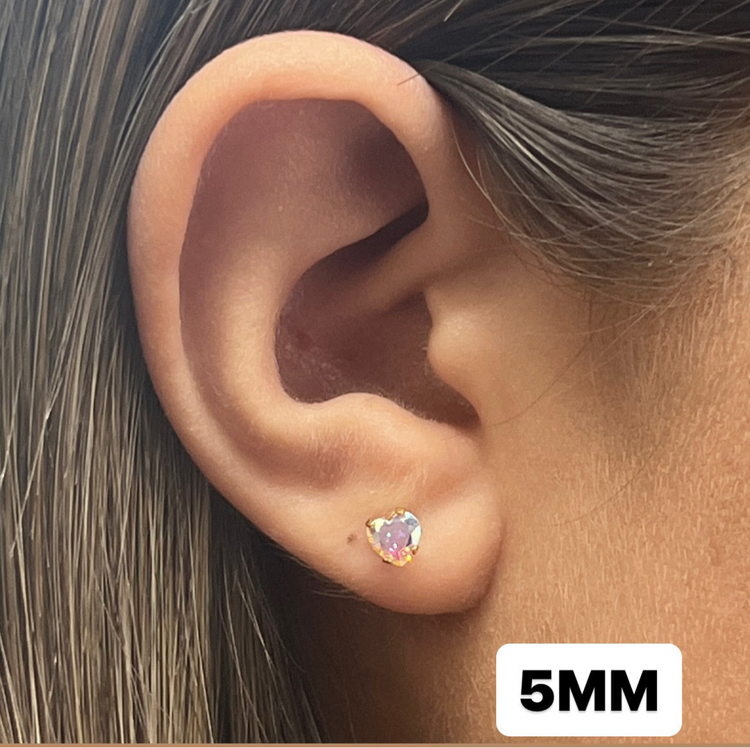 Aretes de Acero Corazón Tornasol