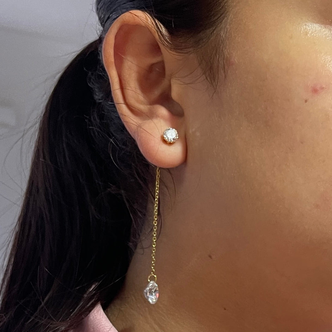 Aretes de Acero Largo Brillante Bola 🌟