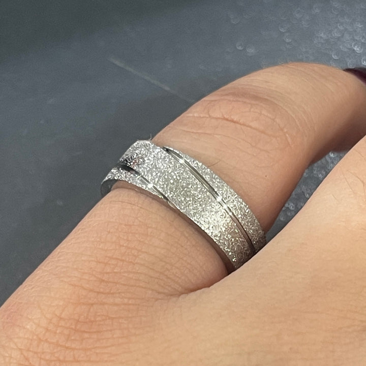 Anillo de Acero Doble línea brillo