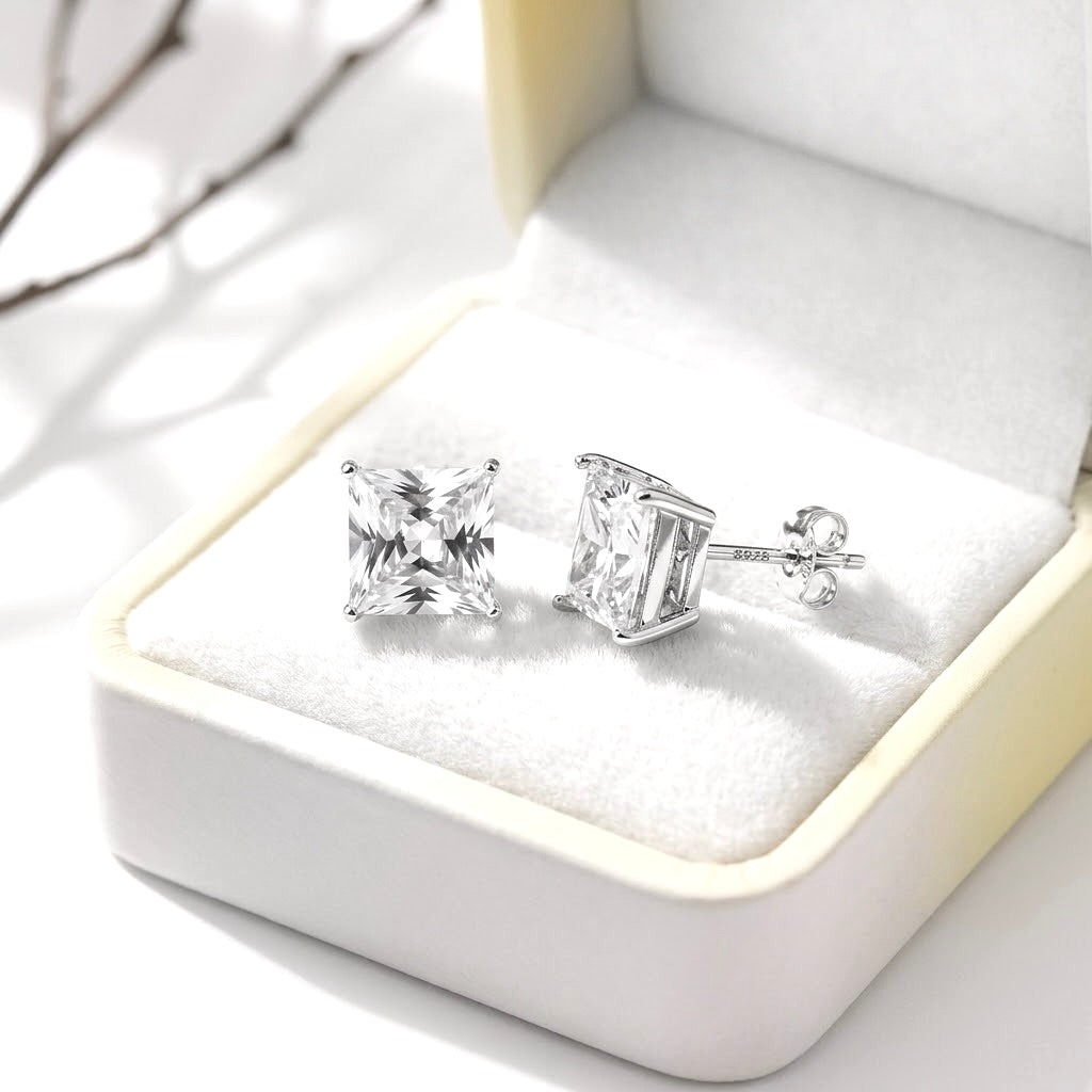 Aretes Plata Cuadro
