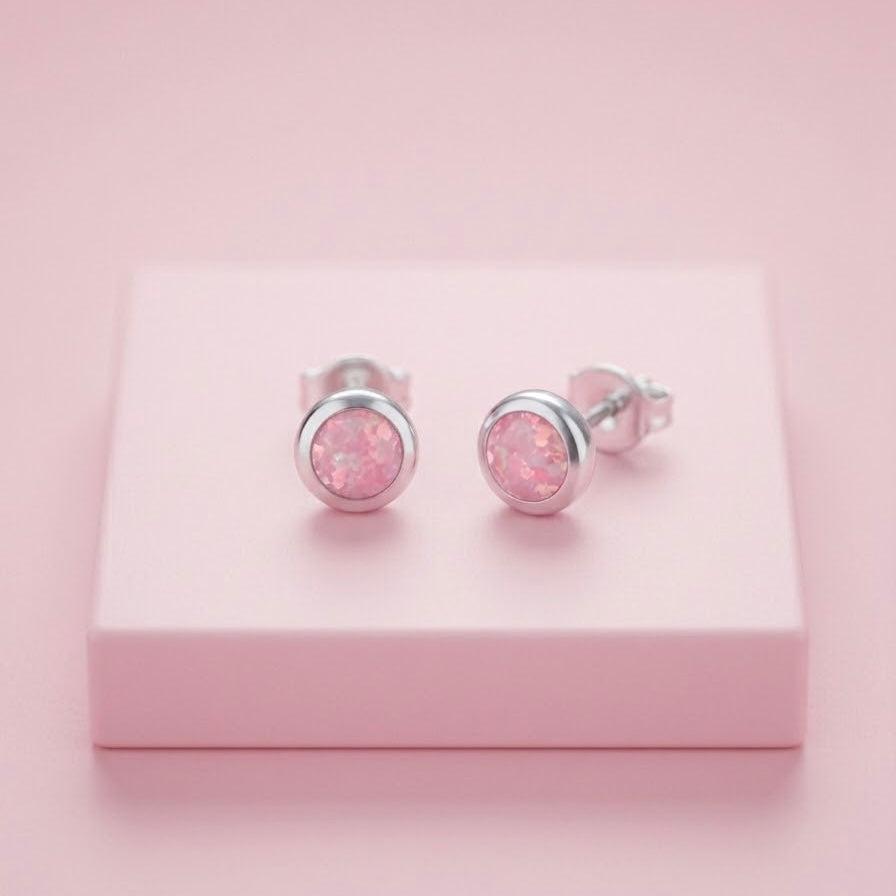 Aretes Ópalo Plata 8MM