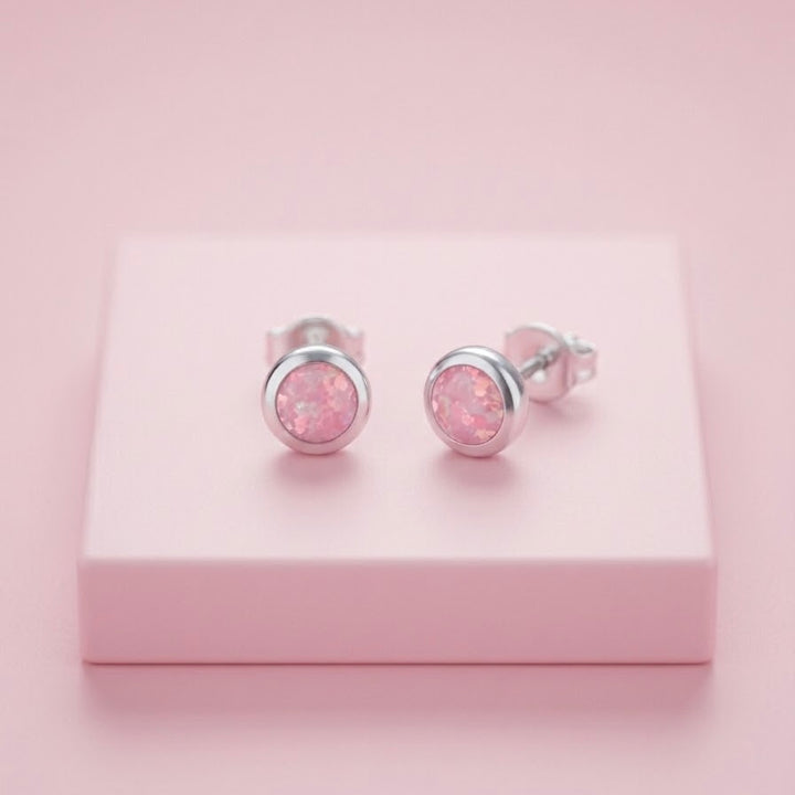 Aretes Ópalo Plata 8MM
