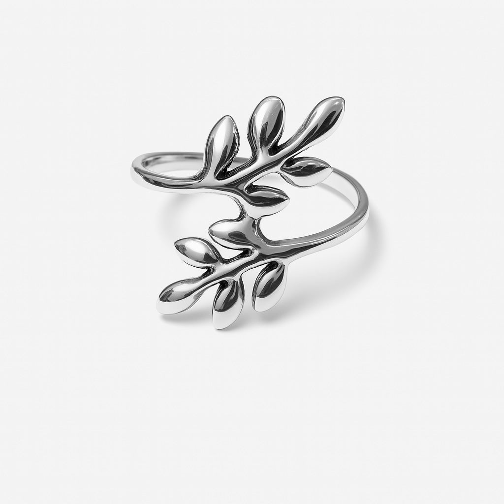 Anillo de Plata Hojas