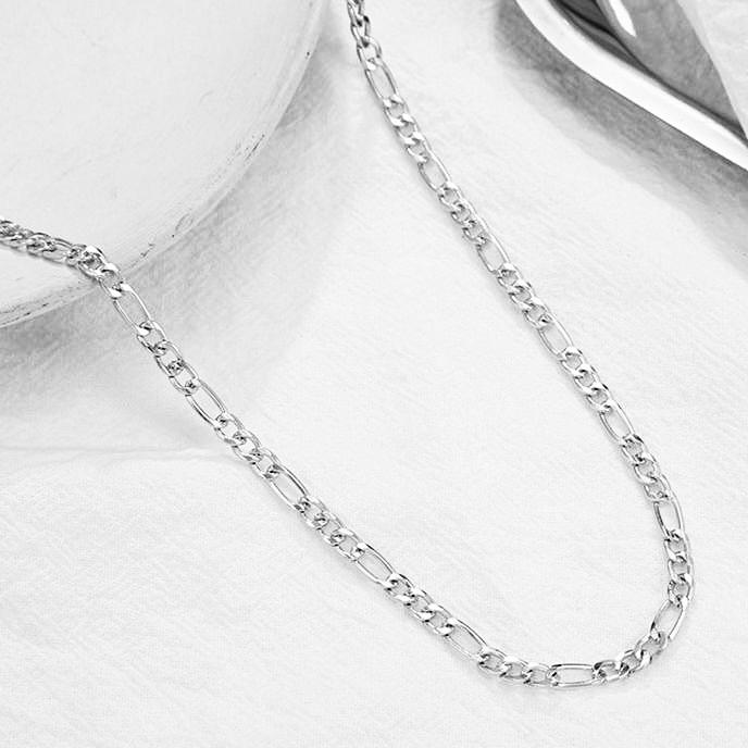 Cadena Acero 3MM Figaro Plateada 55CM