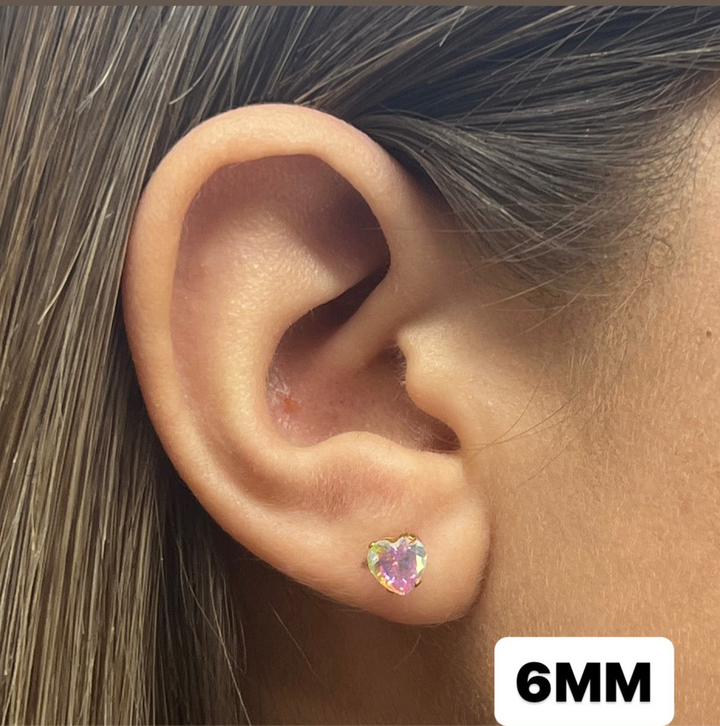 Aretes de Acero Corazón Tornasol