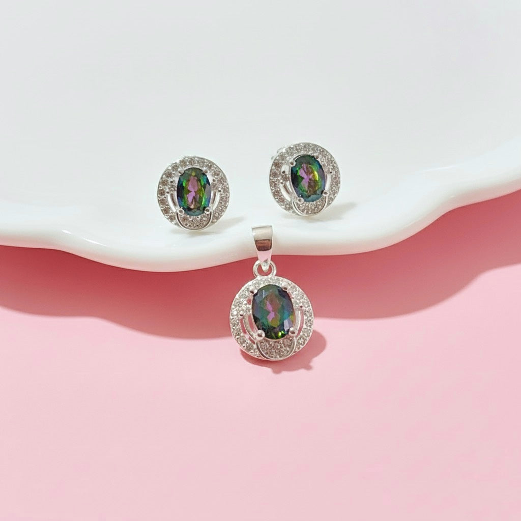 Juego Plata Topacio Borde 🧚🏼‍♀️