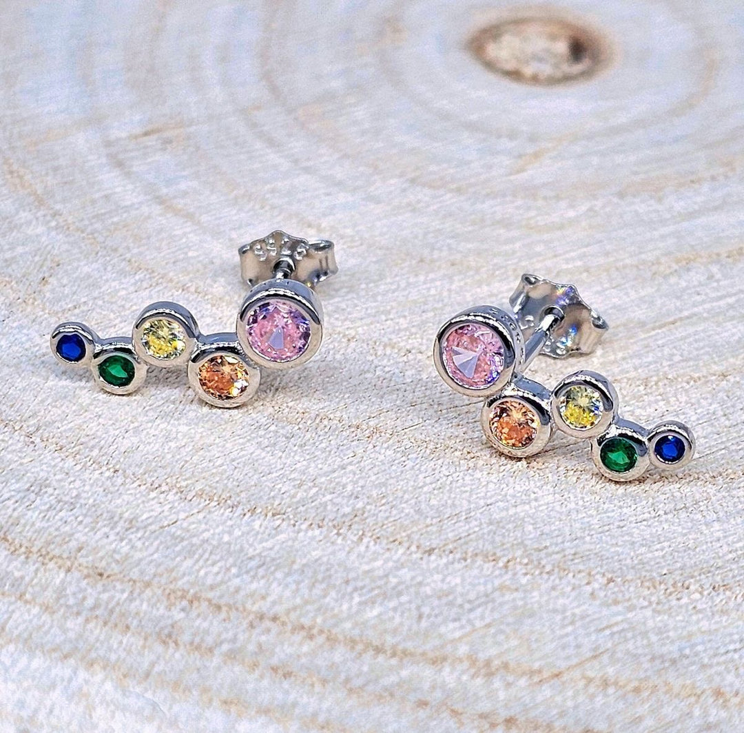 Aretes de Plata Trepadores Colores