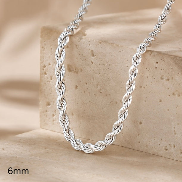 Cadena Acero 6MM Mecate 50CM Plateada Blanco