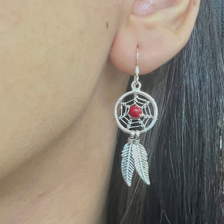 ▷ Aretes Atrapasueños Coral 🔴 Plata 925 | Nicola Joyería 🇨🇷