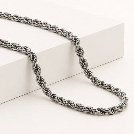 Cadena Acero 5MM Mecate 50CM Plateada