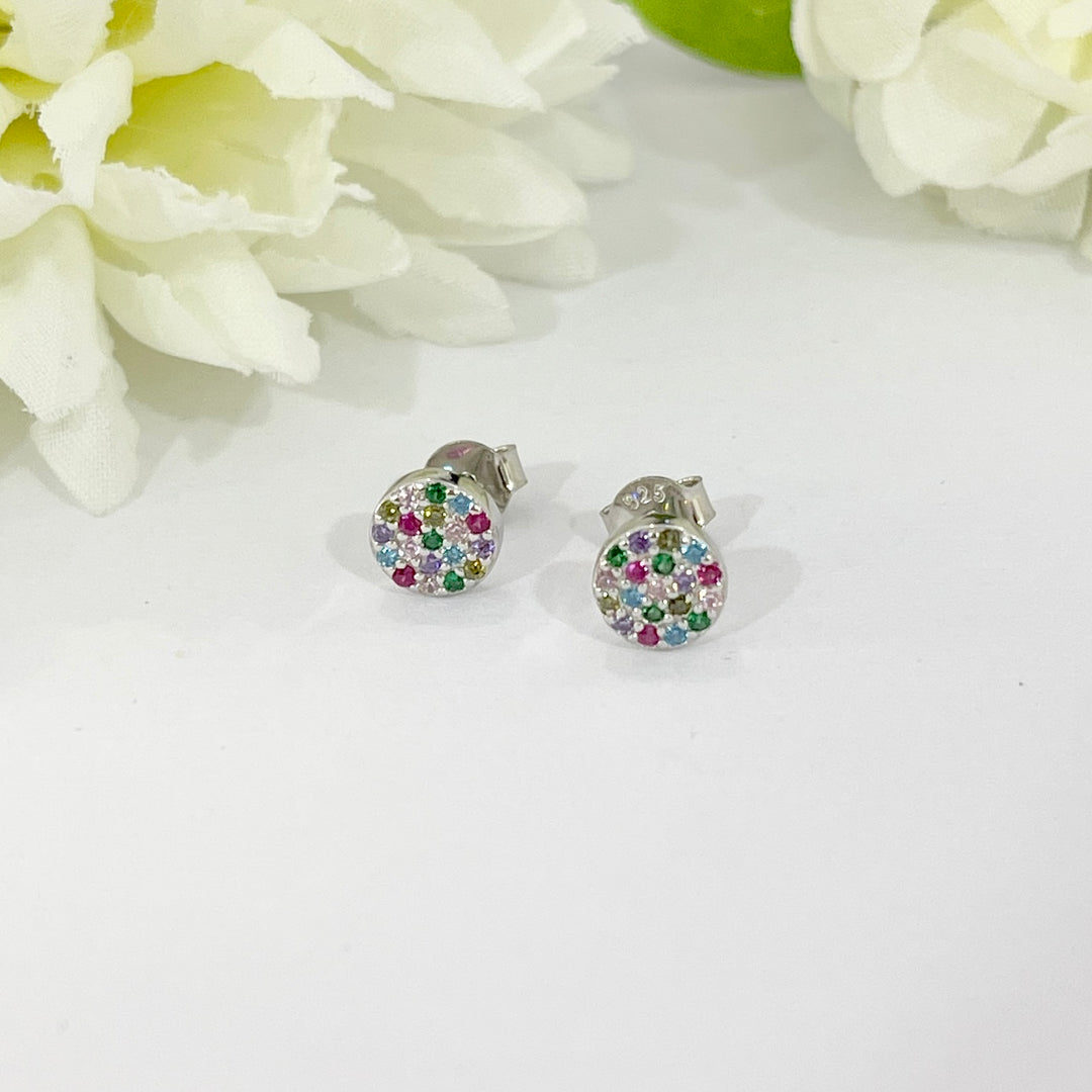 Aretes de Plata Redondo Colores