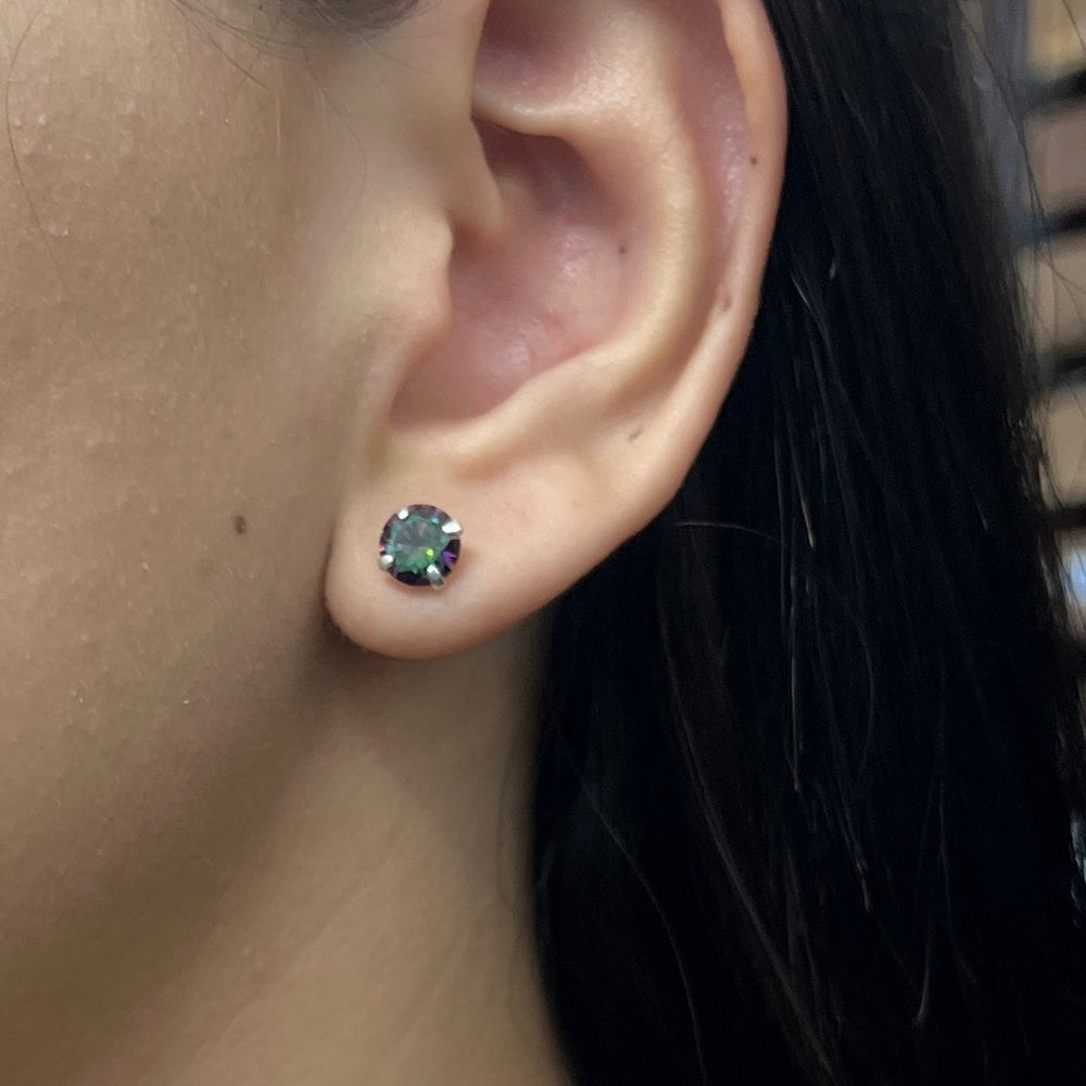 ▷ Aretes Chispas Redondos Topacio Místico 7MM | Nicola Joyería 🇨🇷