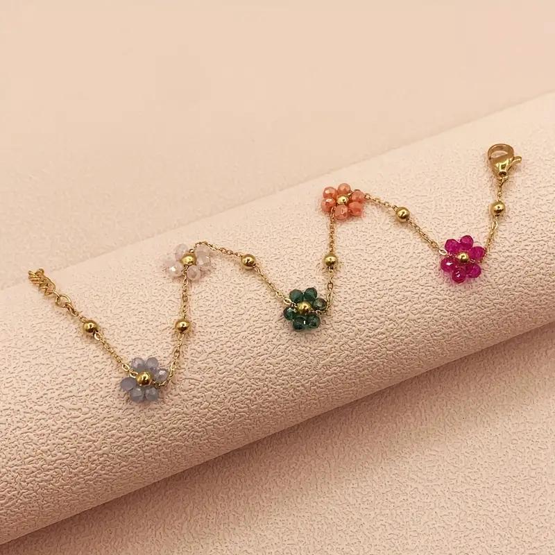 Pulsera Acero Flores Colores