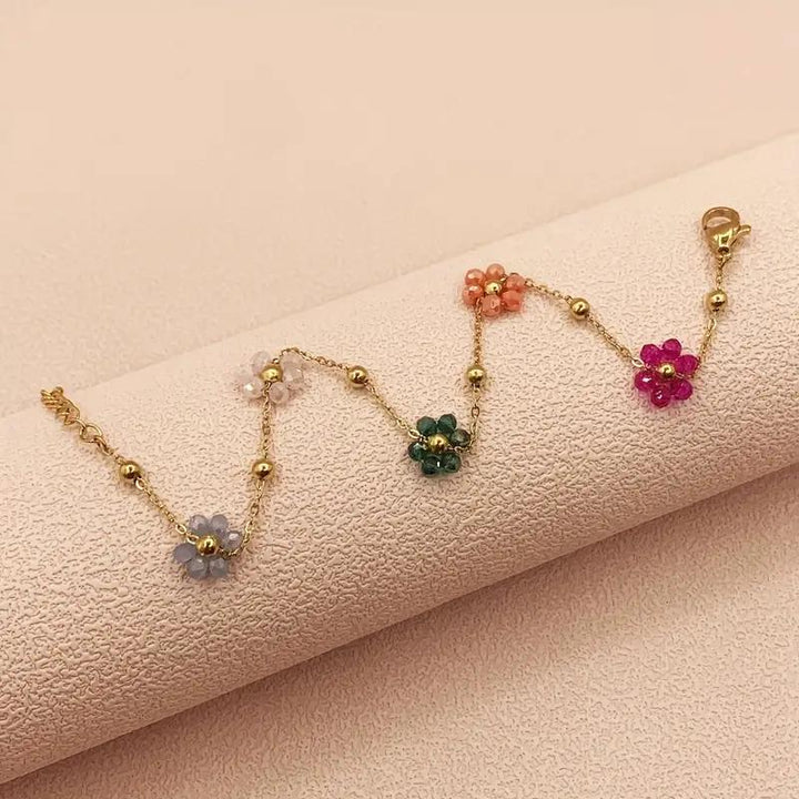 Pulsera Acero Flores Colores