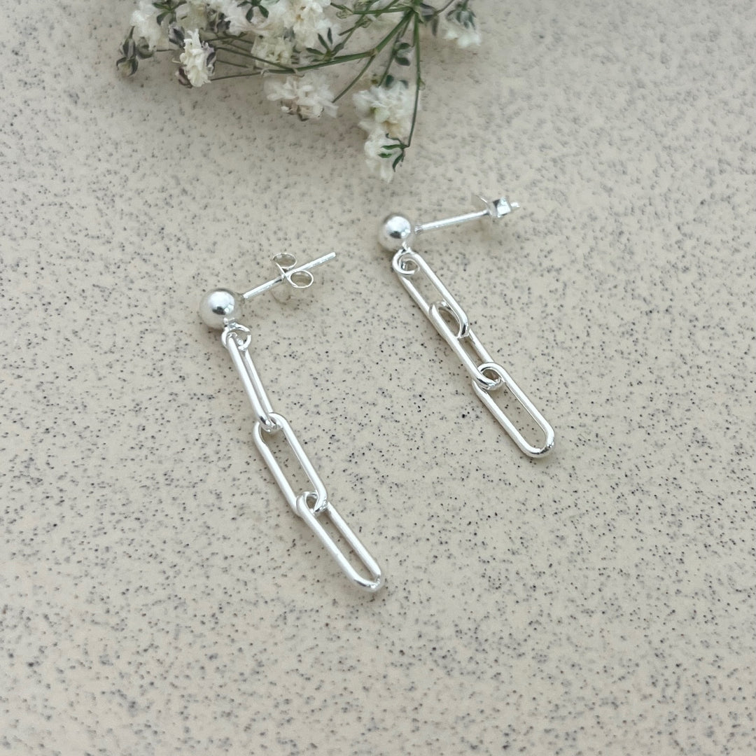 ▷ Aretes Eslabones Largos 🔗 Plata 925 | Nicola Joyería 🇨🇷