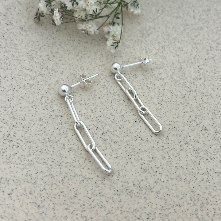 ▷ Aretes Eslabones Largos 🔗 Plata 925 | Nicola Joyería 🇨🇷