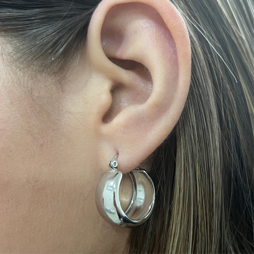 Argollas Acero Lisa Plateada Gruesas