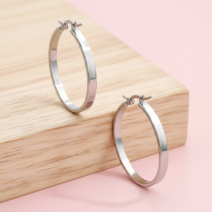 Argollas Nube 30MM Plateado Acero