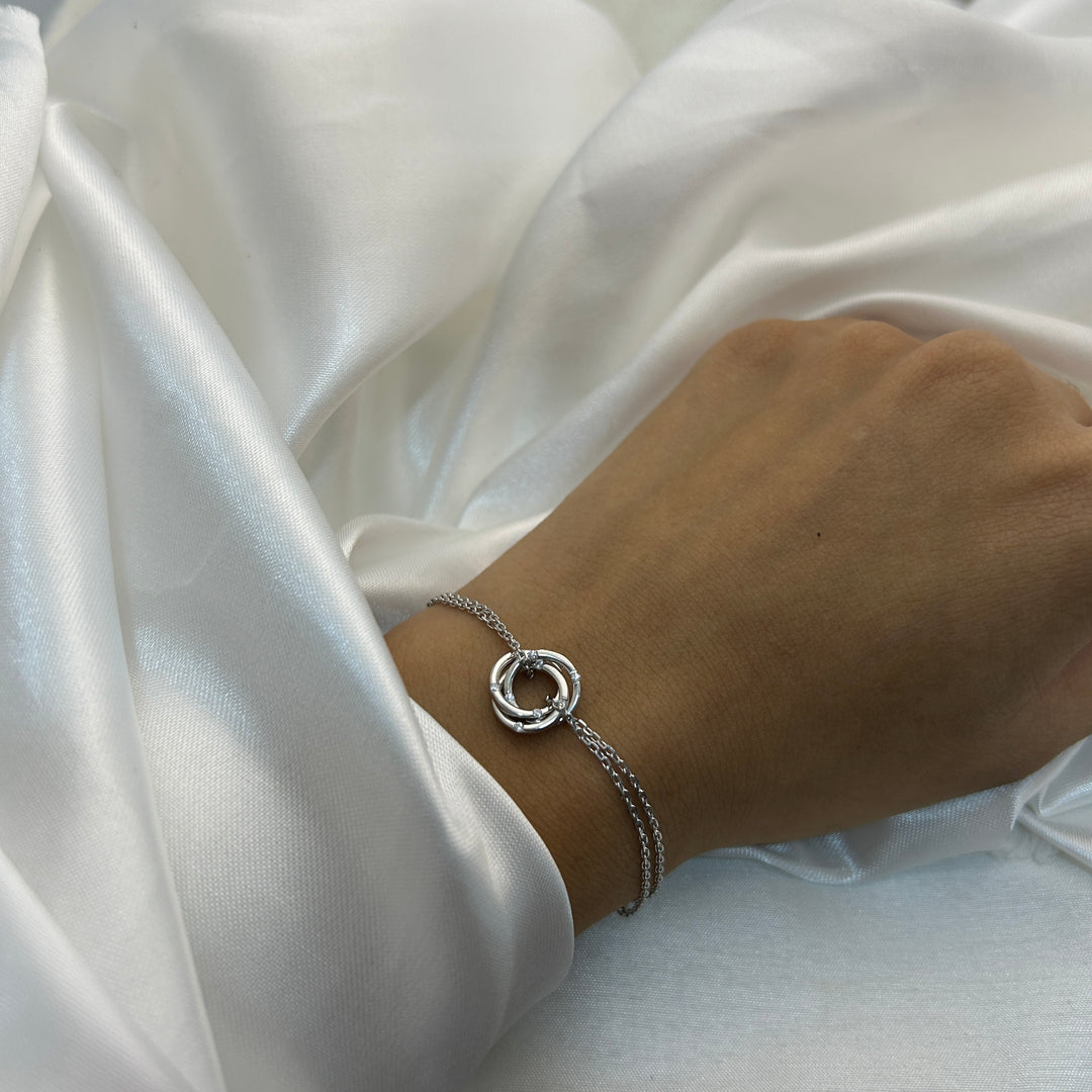 Pulsera Plata Círculo Enlazados