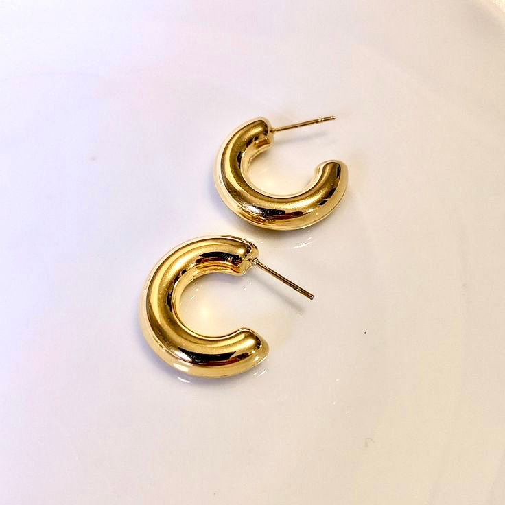 Aretes Acero Media Luna Dorada 20MM