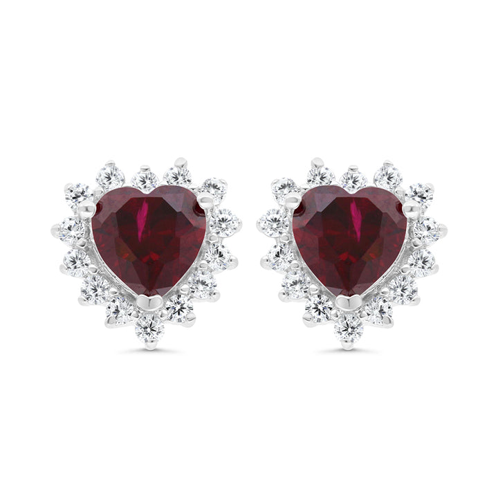 Aretes de Plata Corazón Reina Rojo 7MM❤️