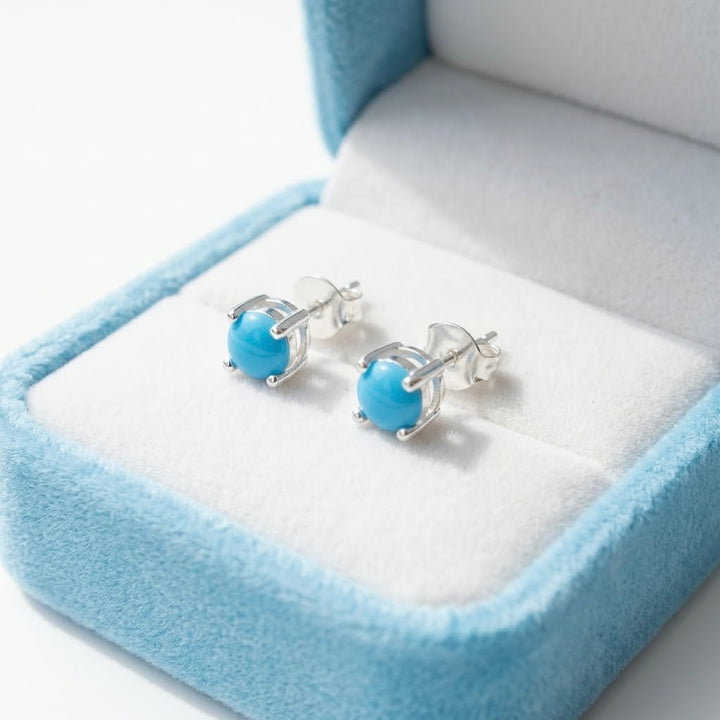 Aretes Plata Celeste 6MM