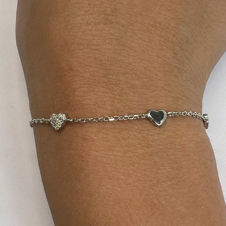 Pulsera Plata de Corazoncitos