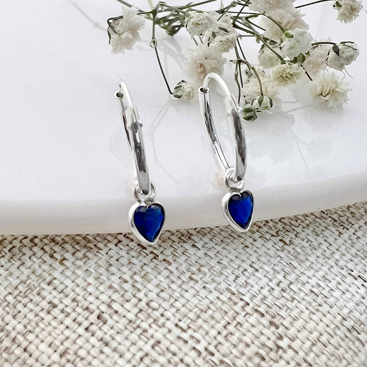 ▷ Argollas Colgantes Corazones 💙 Azules | Nicola Joyería
