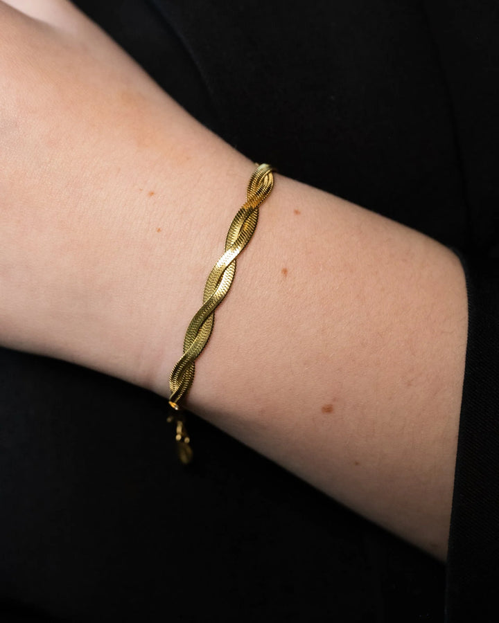 Pulsera Acero Doble Dorada