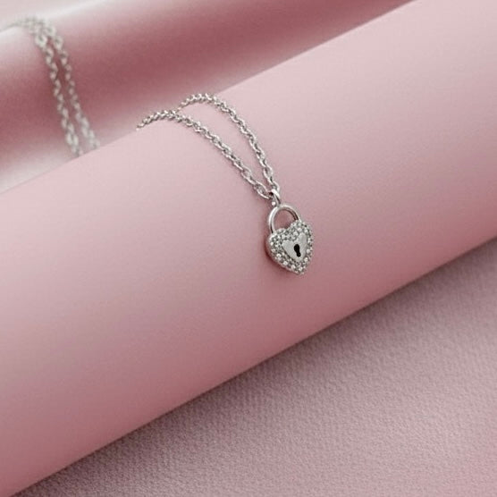 Tobillera Plata Corazón Candado