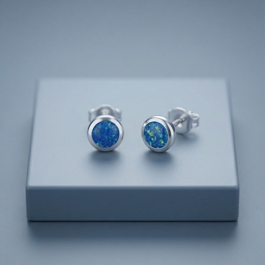 Aretes Plata Ópalo 7MM