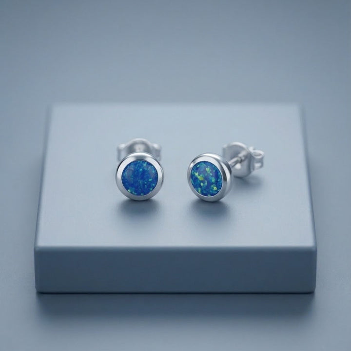 Aretes Plata Ópalo 7MM