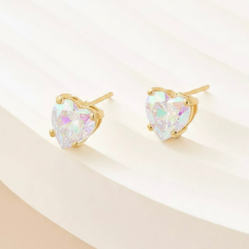 Aretes de Acero Corazón Tornasol