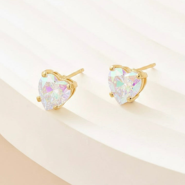 Aretes de Acero Corazón Tornasol