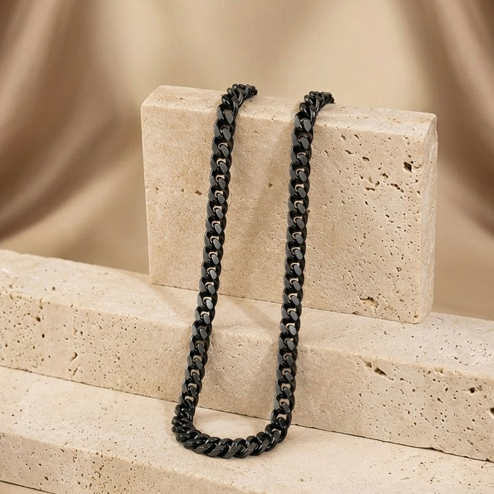 Cadena Cubana 8MM Negra 55CM