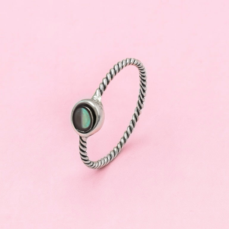 Anillo de Plata Enlazado Circulo Abulón