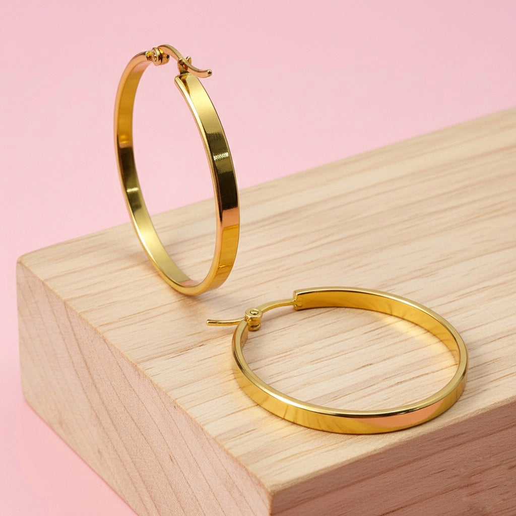 Argollas Nube 35MM Dorada Acero