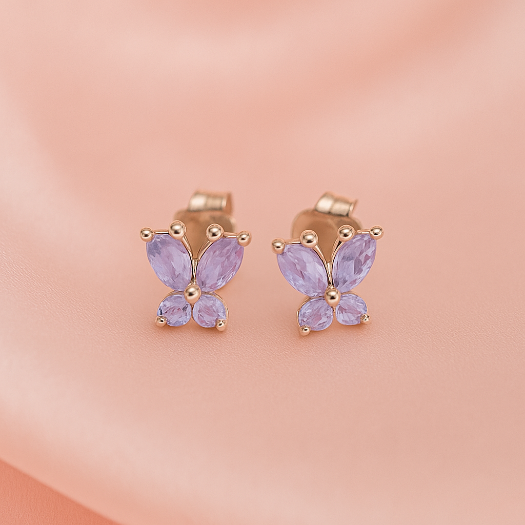 Aretes de Plata Mariposa Morada