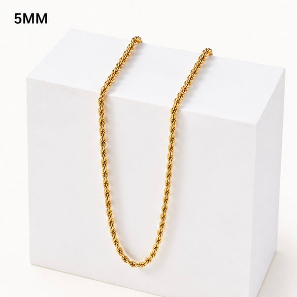 Cadena Acero 5MM Mecate 50CM Dorada
