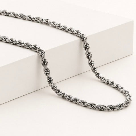 Cadena Acero 4MM Mecate 45CM Plateada