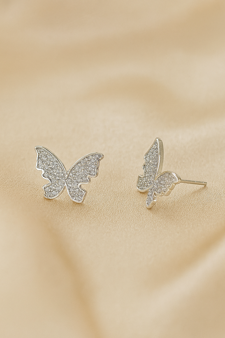 Aretes de Acero Plateado Mariposa Grande 🦋