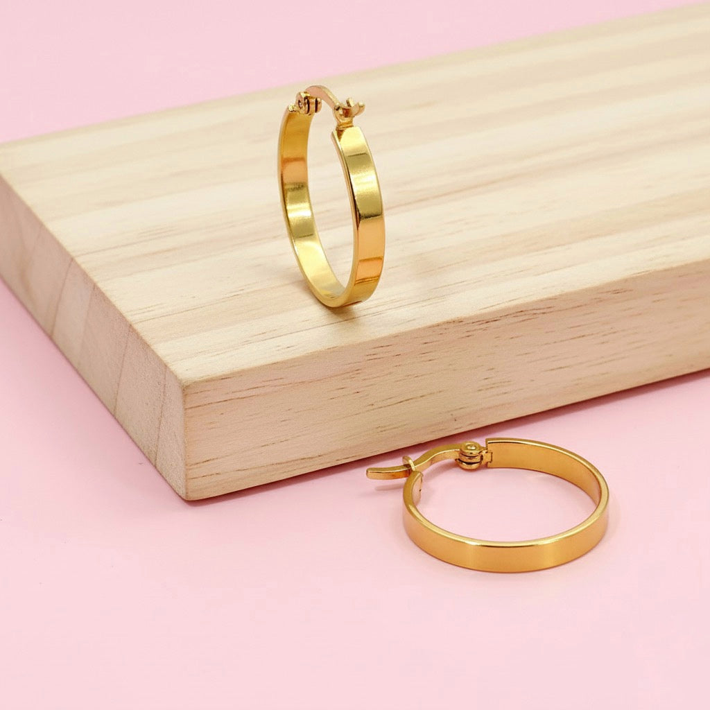 Argollas Nube 20MM Dorada Acero