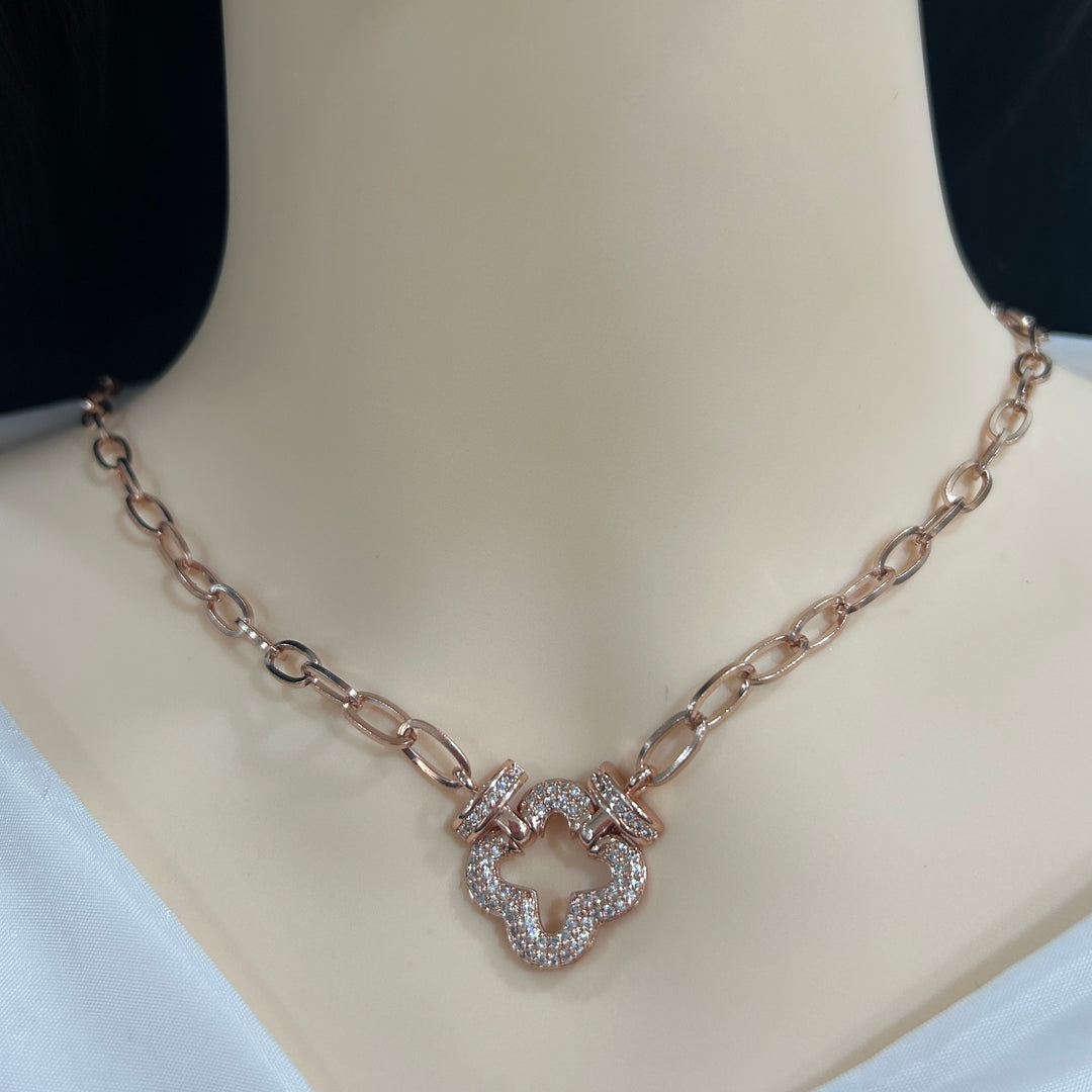 Collar y Pulsera Trébol 🍀 Oro Rosa