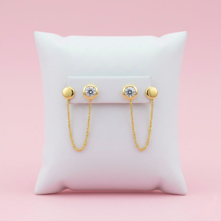 Aretes de Oro 10k Cadena Redondo