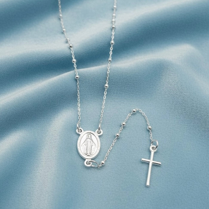 Rosario de Plata Virgen María 2mm